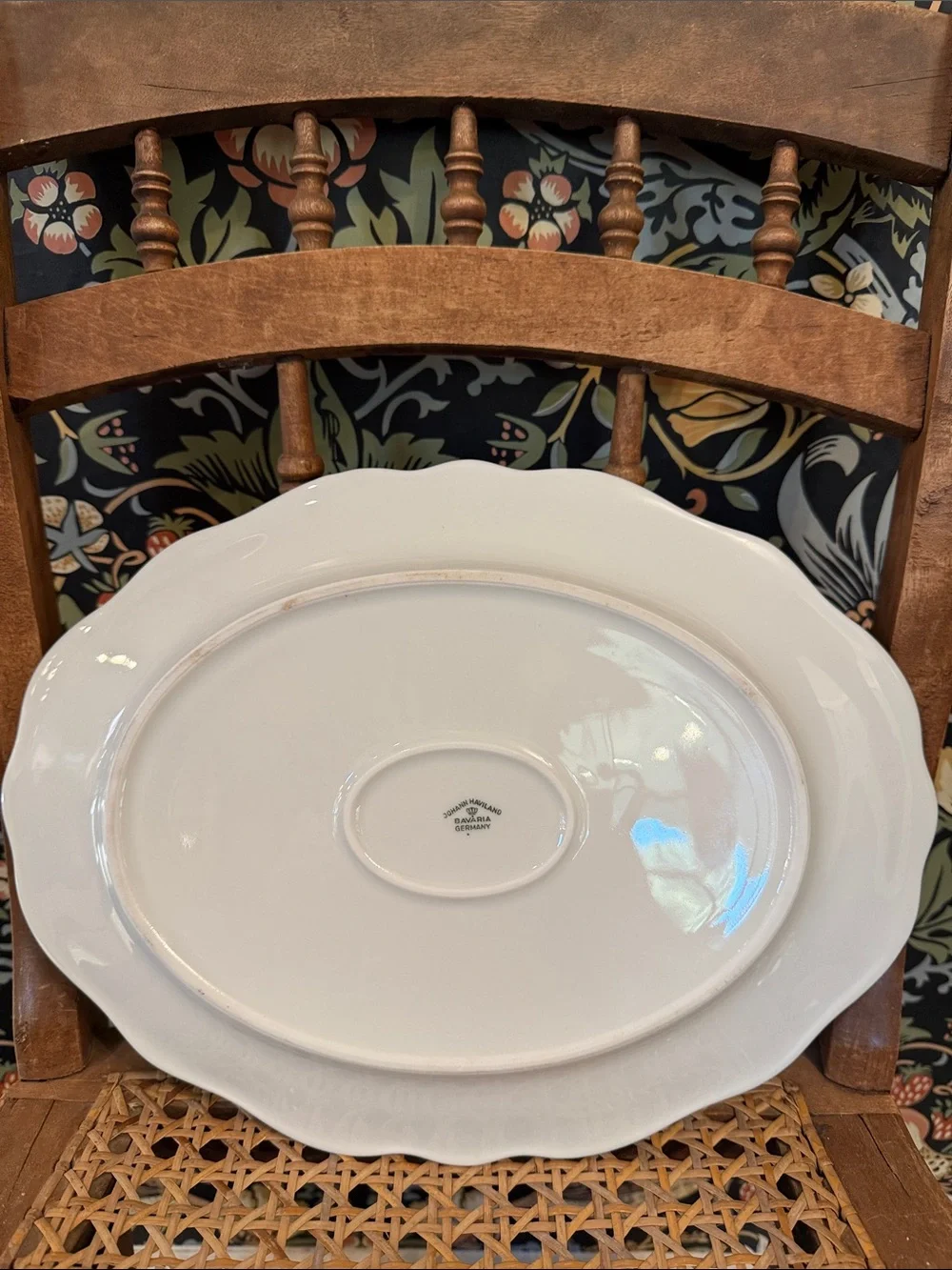 13 inch Johann Haviland Serving Platter Platinum Trim Blue Garland Bavaria Germ